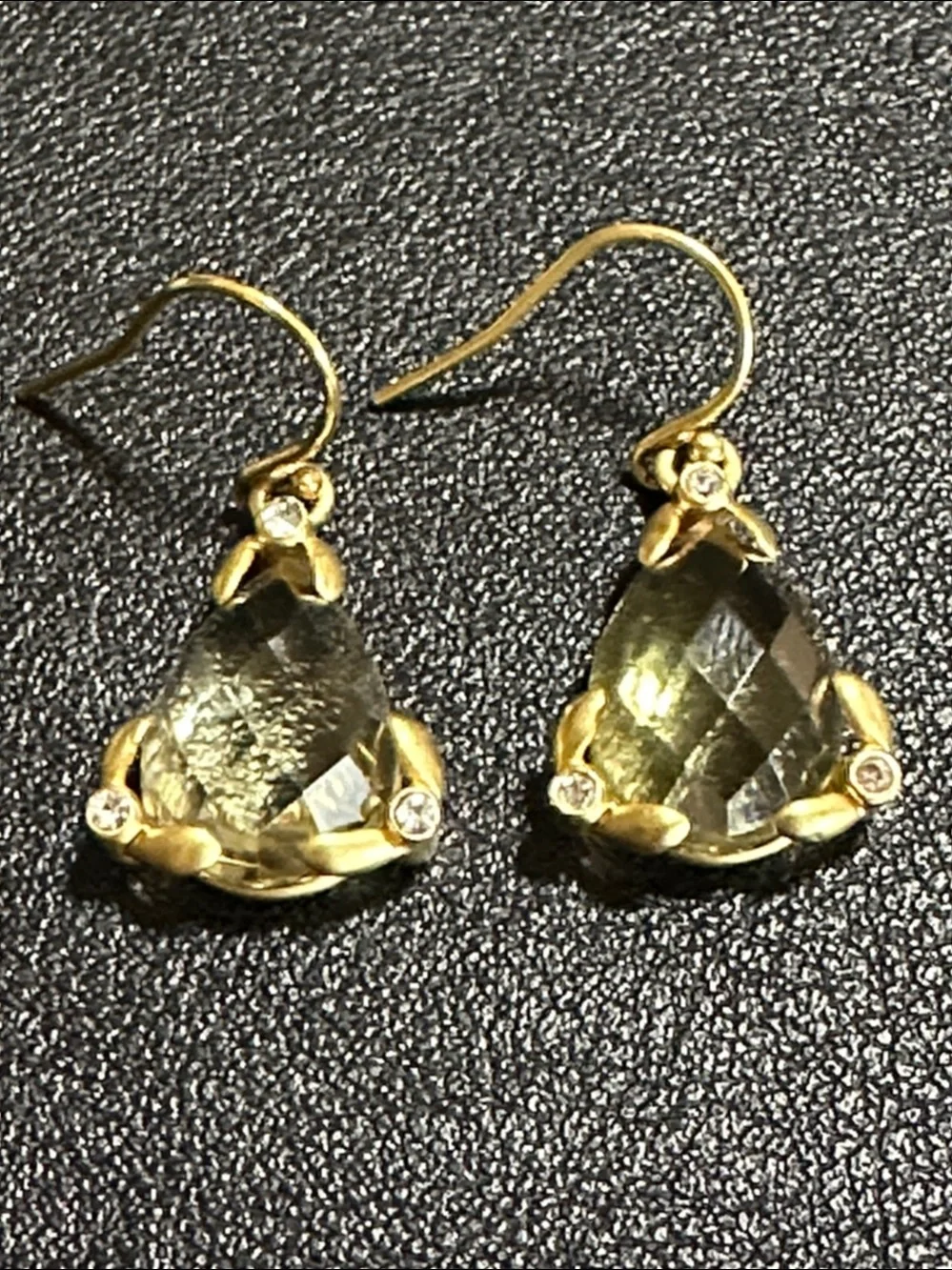 Faceted Yellow Quartz Teardrop Drop Earrings